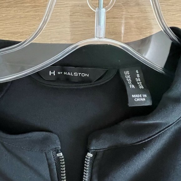 H by Halston Zip Front Bomber Jacket Size 4 Drawstring Sleeves Black A350234 - Picture 8 of 12